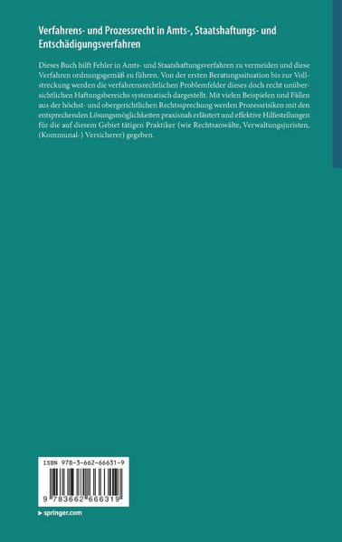 Produktbild: Verfahrens- und Prozessrecht in Amts-, Staatshaftungs- und Entsch&auml;digungsverfahren