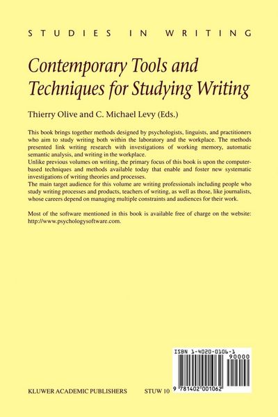 Produktbild: Contemporary Tools and Techniques for Studying Writing