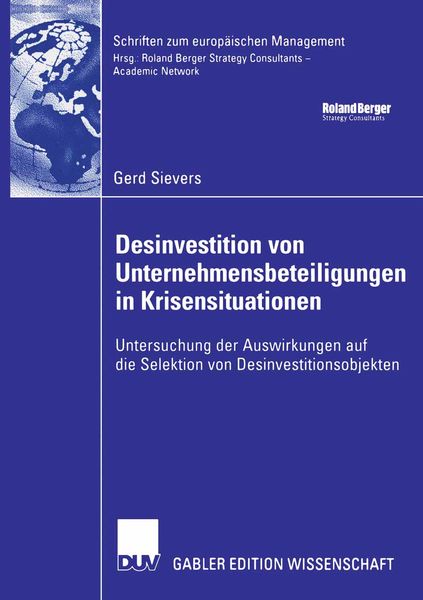 Desinvestition von Unternehmensbeteiligungen in Krisensituationen, Taschenbuch von Gerd Sievers, Deutscher Universitätsverlag, 9783835004917
