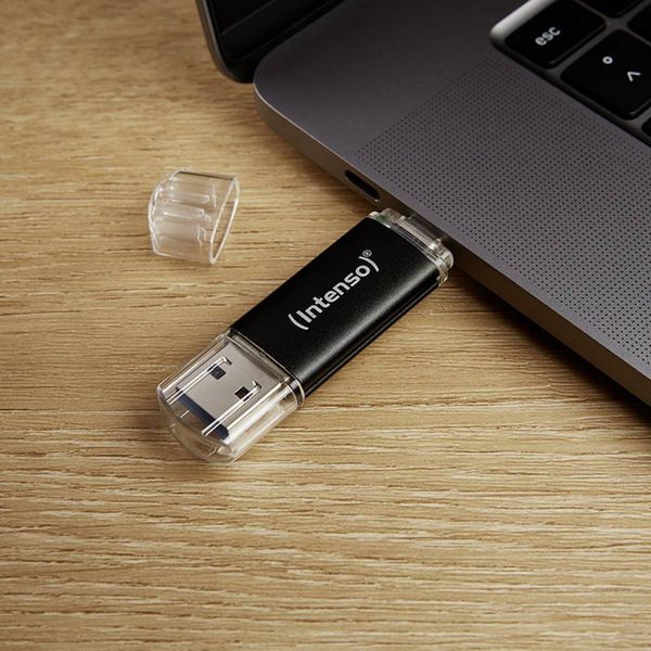 Produktbild: Intenso Twist Line USB-Stick 64 GB Anthrazit 3539490 USB-A, USB-C&reg;, USB-A (USB 3.1 Gen 1)