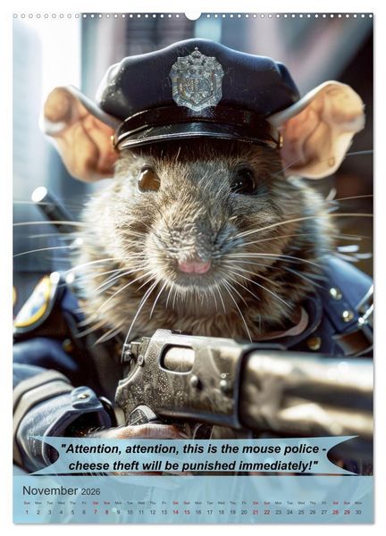 Produktbild: Animalistic and funny police officers (High Quality Premium Wall Calendar 2026 DIN A2 portrait),CALVENDO 12 Month Wall Calendar