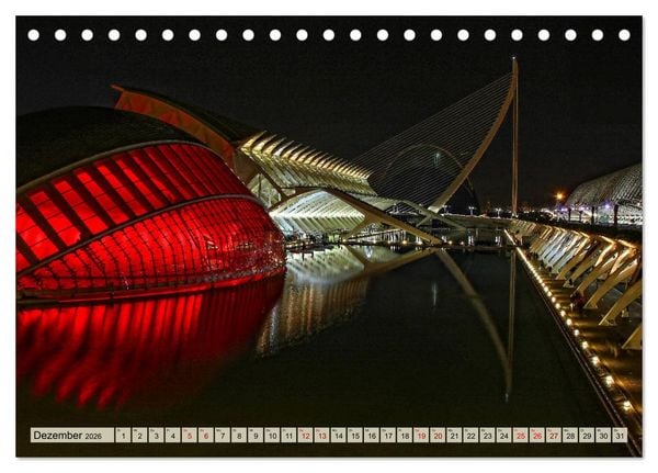 Produktbild: Valencia - sehenswert bei Tag und bei Nacht (Tischkalender 2026 DIN A5 quer), CALVENDO Monatskalender