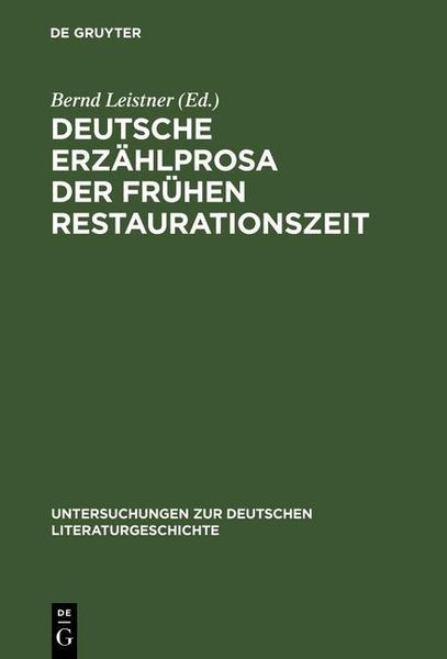 Produktbild: Deutsche Erz&auml;hlprosa der fr&uuml;hen Restaurationszeit