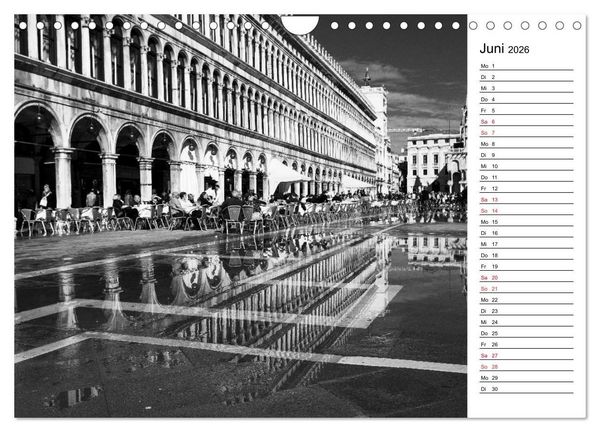 Produktbild: Venedig schwarz-wei&szlig; (Wandkalender 2026 DIN A4 quer), CALVENDO Monatskalender