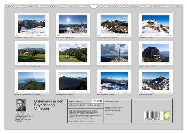 Produktbild: Unterwegs in den Bayerischen Voralpen (Wandkalender 2026 DIN A3 quer), CALVENDO Monatskalender