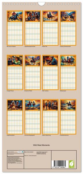 Produktbild: Familienplaner 2026 - Wild West Moments mit 5 Spalten (Wandkalender, 21 x 45 cm) CALVENDO