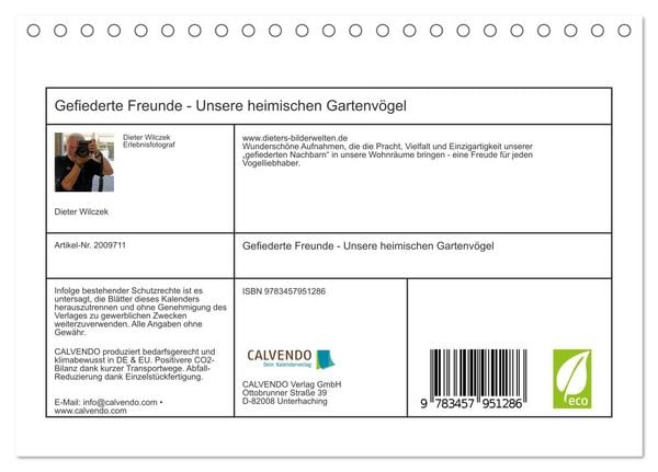 Produktbild: Gefiederte Freunde - Unsere heimischen Gartenv&ouml;gel (Tischkalender 2026 DIN A5 quer), CALVENDO Monatskalender