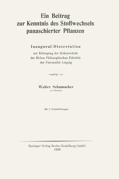 Produktbild: Ein Beitrag zur Kenntnis des Stoffwechsels panaschierter Pflanzen