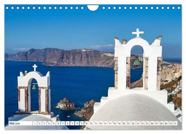 Produktbild: Santorini - Strahlendes Wei&szlig; an der Caldera (Wandkalender 2026 DIN A4 quer), CALVENDO Monatskalender