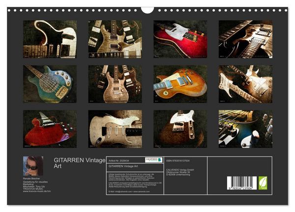 Produktbild: GITARREN Vintage Art (Wandkalender 2026 DIN A3 quer), CALVENDO Monatskalender