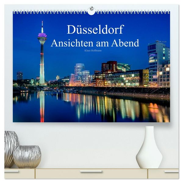 Produktbild: D&uuml;sseldorf - Ansichten am Abend (hochwertiger Premium Wandkalender 2026 DIN A2 quer), Kunstdruck in Hochglanz