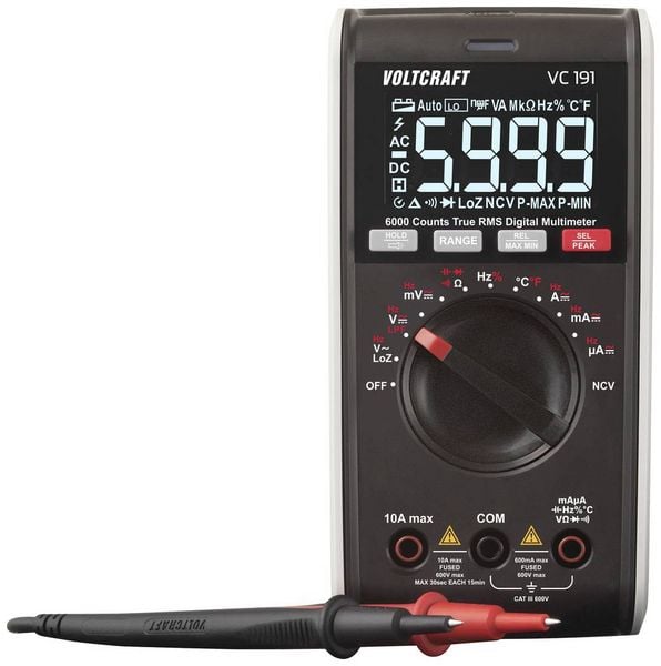 Produktbild: VOLTCRAFT VC191 Hand-Multimeter digital LoZ CAT III 600V Anzeige (Counts): 6000