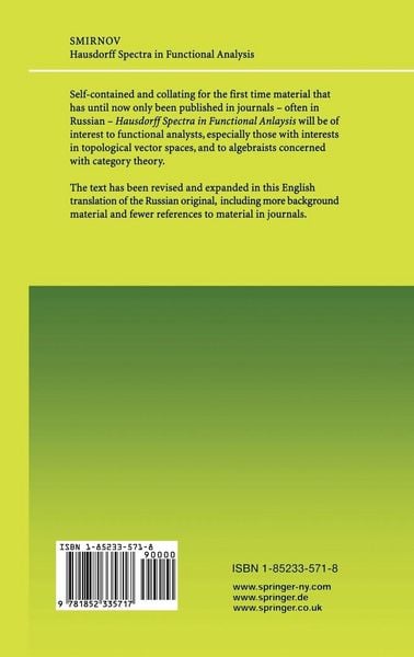 Produktbild: Hausdorff Spectra in Functional Analysis