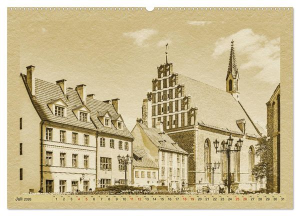 Produktbild: Riga &ndash; Ein Kalender im Zeitungsstil (hochwertiger Premium Wandkalender 2026 DIN A2 quer), Kunstdruck in Hochglanz