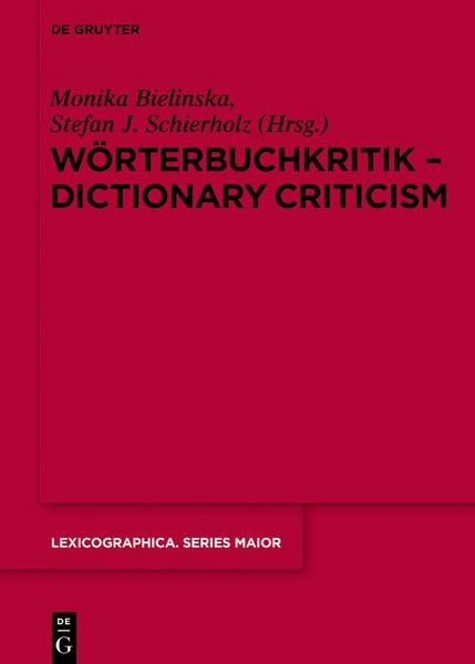 Produktbild: W&ouml;rterbuchkritik - Dictionary Criticism