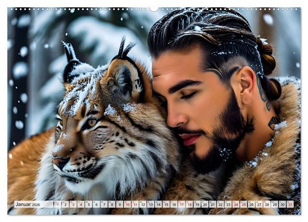 Produktbild: Naturburschen im Wald - Muskeln, Tattoos und Waldbewohner (hochwertiger Premium Wandkalender 2026 DIN A2 quer), Kunstdruck in Hochglanz