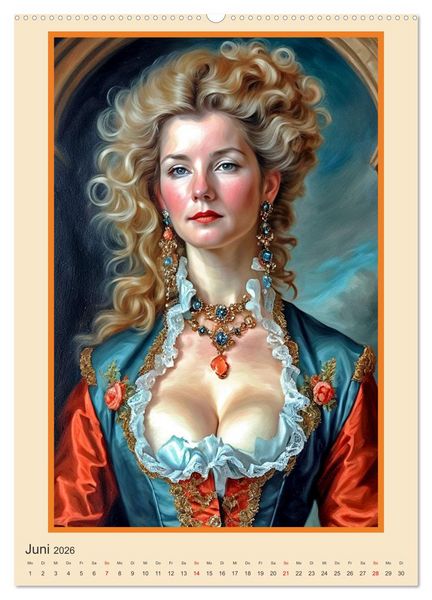 Produktbild: Portr&auml;tgalerie, Frauen in Barockkost&uuml;men (hochwertiger Premium Wandkalender 2026 DIN A2 hoch), Kunstdruck in Hochglanz