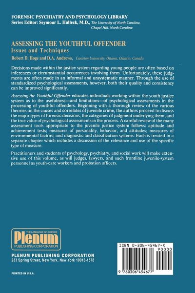 Produktbild: Assessing the Youthful Offender
