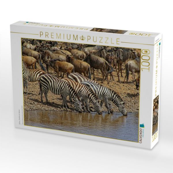 Produktbild: CALVENDO Puzzle Zebras....Streifen am Wasser | 1000 Teile Lege-Gr&ouml;&szlig;e 64x48cm Foto-Puzzle f&uuml;r gl&uuml;ckliche Stunden