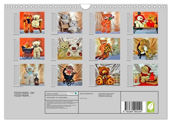 Produktbild: TEDDYB&Auml;R, OH TEDDYB&Auml;R... (Wandkalender 2027 DIN A4 quer), CALVENDO Monatskalender