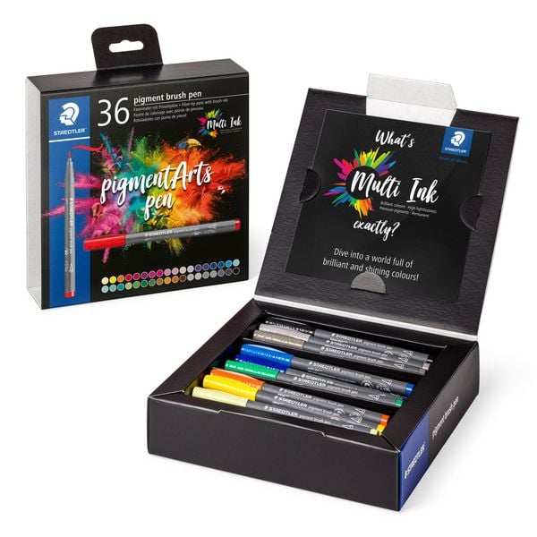 STAEDTLER Schreib- und Zeichbedarf pigment brush 371 Fasermaler mit Pinselspitze, 36er Set
