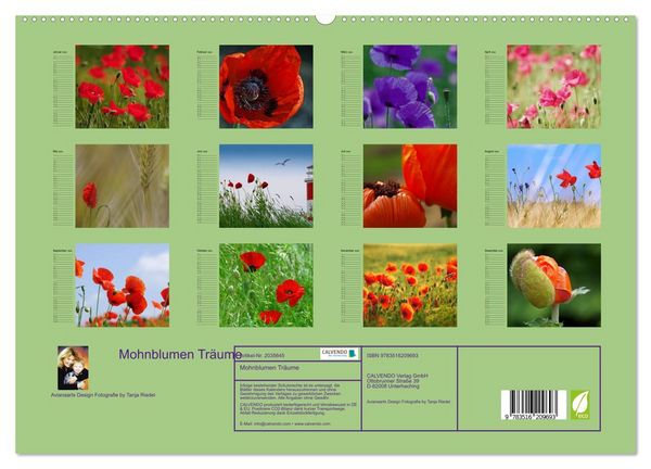 Produktbild: Mohnblumen Tr&auml;ume (hochwertiger Premium Wandkalender 2026 DIN A2 quer), Kunstdruck in Hochglanz