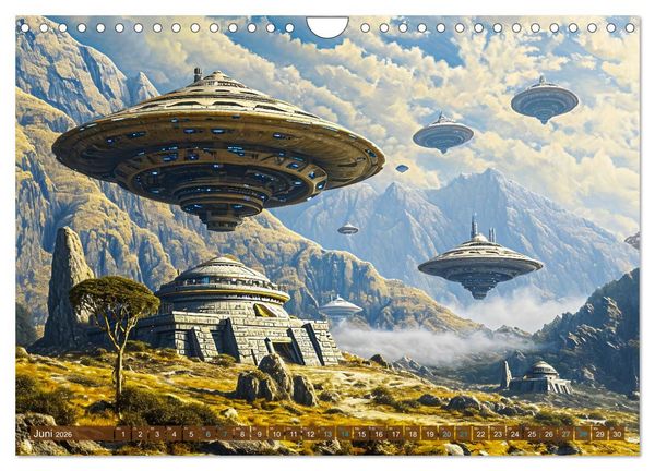 Produktbild: Sternenkrieger - Science Fiction Visionen der Maya und Azteken (Wandkalender 2026 DIN A4 quer), CALVENDO Monatskalender