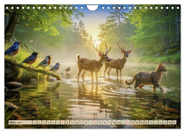 Produktbild: Farbenfrohe Singv&ouml;gel beim Baden (Wandkalender 2027 DIN A4 quer), CALVENDO Monatskalender