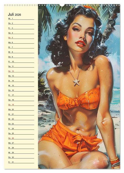 Produktbild: Pin-up-Girls. Sexappeal am Strand (hochwertiger Premium Wandkalender 2026 DIN A2 hoch), Kunstdruck in Hochglanz