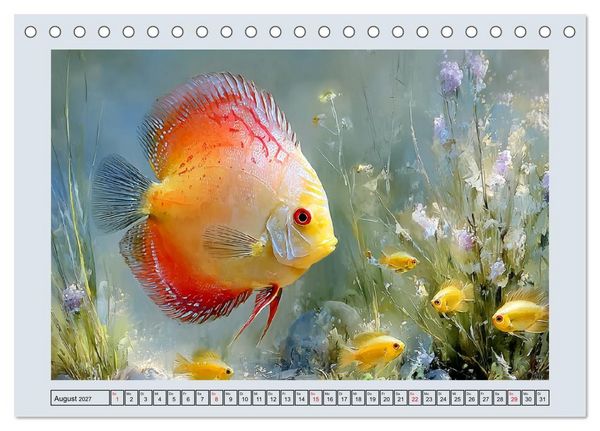 Produktbild: Diskusfische. Buntbarsche im S&uuml;&szlig;wasserbecken (Tischkalender 2027 DIN A5 quer), CALVENDO Monatskalender