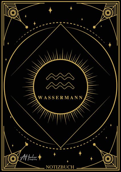 Produktbild: Edles Notizbuch Sternzeichen Wassermann | Designed by Alfred Herler