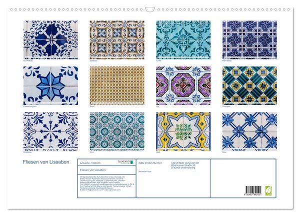 Produktbild: Fliesen von Lissabon (Wandkalender 2026 DIN A2 quer), CALVENDO Monatskalender