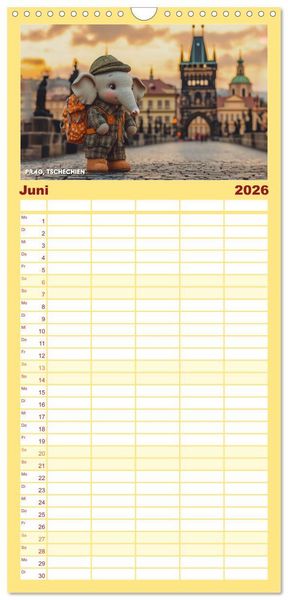 Produktbild: Familienplaner 2026 - Die Mikrofanten auf Europareise mit 5 Spalten (Wandkalender, 21 x 45 cm) CALVENDO