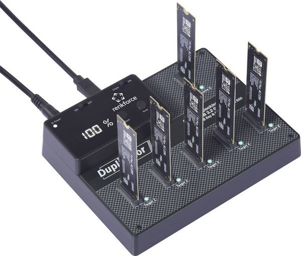 Produktbild: Renkforce RF-6BDS-350 5fach Festplatten-Kopierstation M.2 SATA 6 Gb/s, USB-C&reg;
