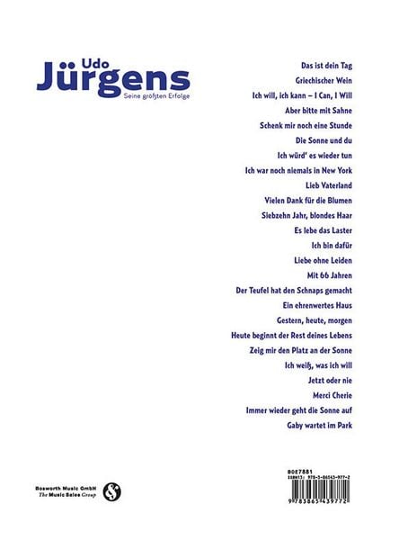 Produktbild: Udo J&uuml;rgens &ndash; Seine gr&ouml;&szlig;ten Erfolge f&uuml;r Klavier, Gesang und Gitarre