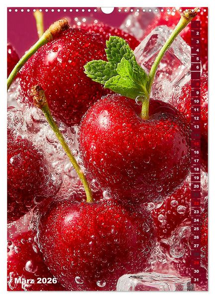 Produktbild: Fruchtige Erfrischung - K&uuml;chenkalender mit bunten Fr&uuml;chten im Wasser (Wandkalender 2026 DIN A3 hoch), CALVENDO Monatskalender