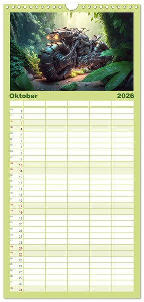 Produktbild: Familienplaner 2026 - Bizzare Motorr&auml;der mit 5 Spalten (Wandkalender, 21 x 45 cm) CALVENDO