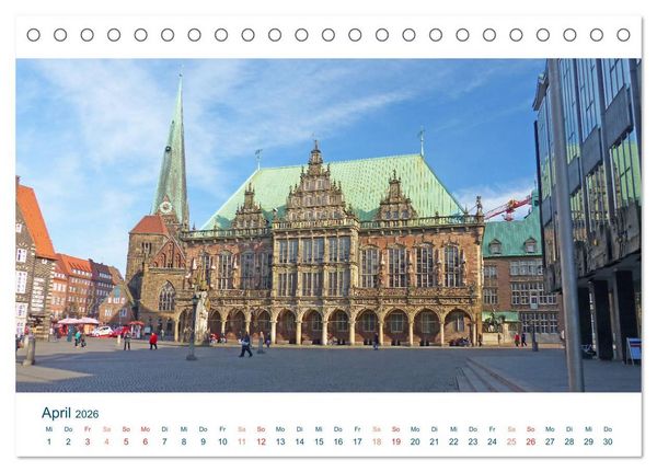Produktbild: Moin aus Bremen. Herzlich willkommen in unserem Dorf mit Stra&szlig;enbahn (Tischkalender 2026 DIN A5 quer), CALVENDO Monatskalender