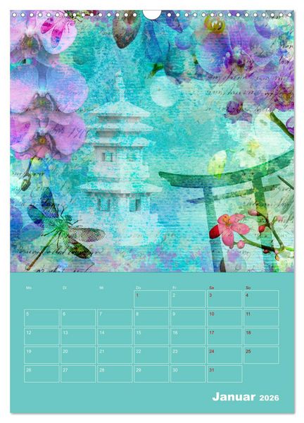 Produktbild: Kunterbunt gemischt - Kunterbunt gemischt - Farbenfroher Jahresplaner mit aufw&auml;ndigen Pflanzencollagen (Wandkalender 2026 DIN A3 hoch), CALVENDO Monatskalender