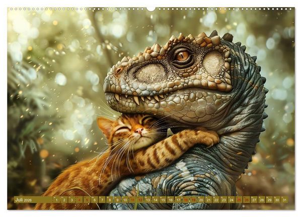 Produktbild: Wie w&auml;re es mit einem Dinosaurier als Haustier? (hochwertiger Premium Wandkalender 2026 DIN A2 quer), Kunstdruck in Hochglanz