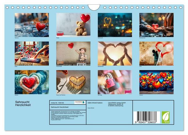 Produktbild: Sehnsucht Herzlichkeit (Wandkalender 2026 DIN A4 quer), CALVENDO Monatskalender