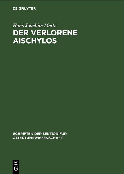 Produktbild: Der Verlorene Aischylos