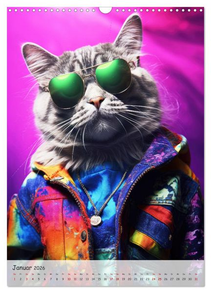 Produktbild: Katzen im lustigen Gangsterlook (Wandkalender 2026 DIN A3 hoch), CALVENDO Monatskalender