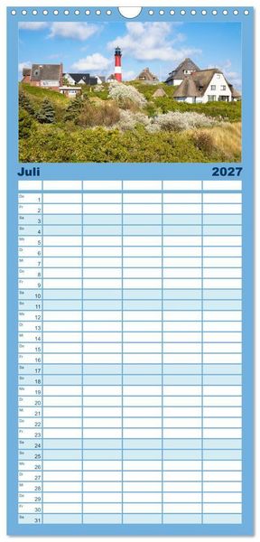 Produktbild: Familienplaner 2027 - Sylt s&uuml;chtig mit 5 Spalten (Wandkalender, 21 x 45 cm) CALVENDO