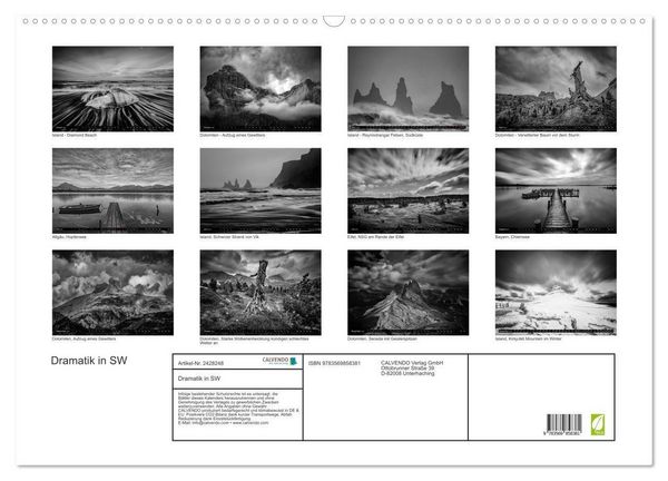 Produktbild: Dramatik in SW (Wandkalender 2027 DIN A2 quer), CALVENDO Monatskalender