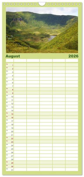 Produktbild: Familienplaner 2026 - Azoren - Ein Naturerlebnis mit 5 Spalten (Wandkalender, 21 x 45 cm) CALVENDO