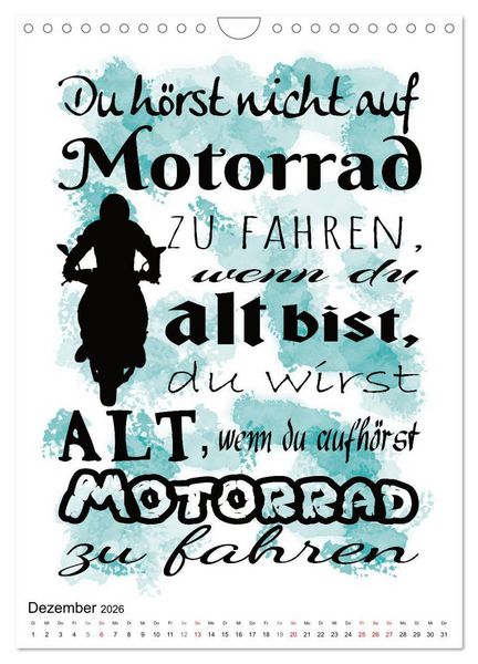 Produktbild: Biker-Spr&uuml;che (Wandkalender 2026 DIN A4 hoch), CALVENDO Monatskalender