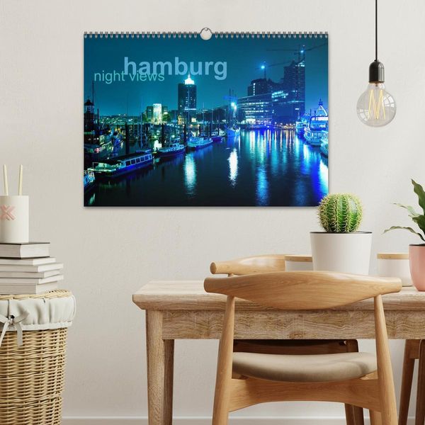 Produktbild: hamburg - night views (Wandkalender 2026 DIN A3 quer), CALVENDO Monatskalender