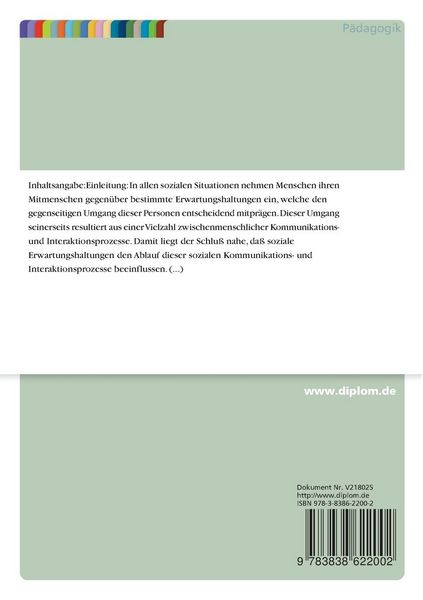Produktbild: Entwicklung eines Modells zur Beobachtung der unterrichtlichen nonverbalen Lehrerkommunikation von Erwartungshaltungen gegen&uuml;ber Sch&uuml;lern