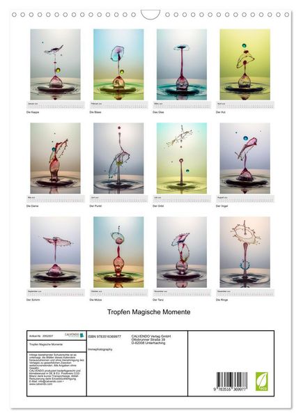 Produktbild: Tropfen Magische Momente (Wandkalender 2026 DIN A3 hoch), CALVENDO Monatskalender